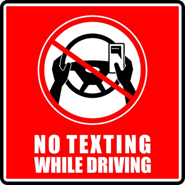 No Texting While Driving Sign