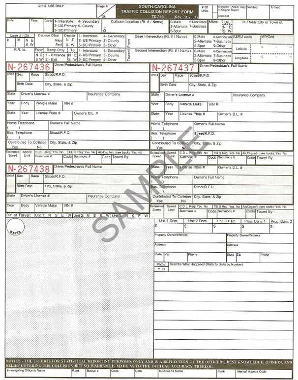South Carolina Police Accident Report