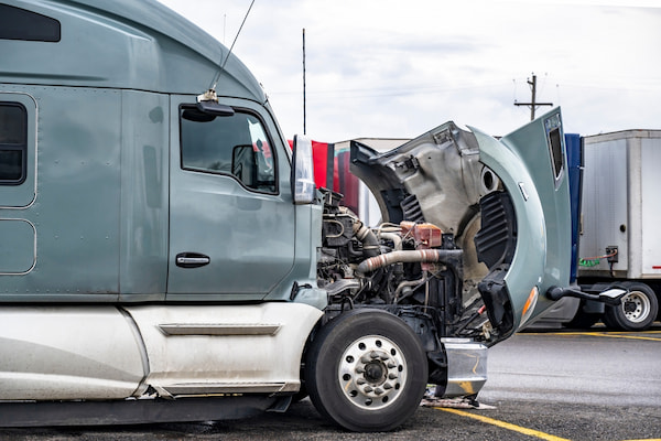 Big rig after a semi-truck accident